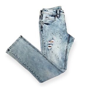 Empyre Floral Patchwork Distressed Spatter Jeans